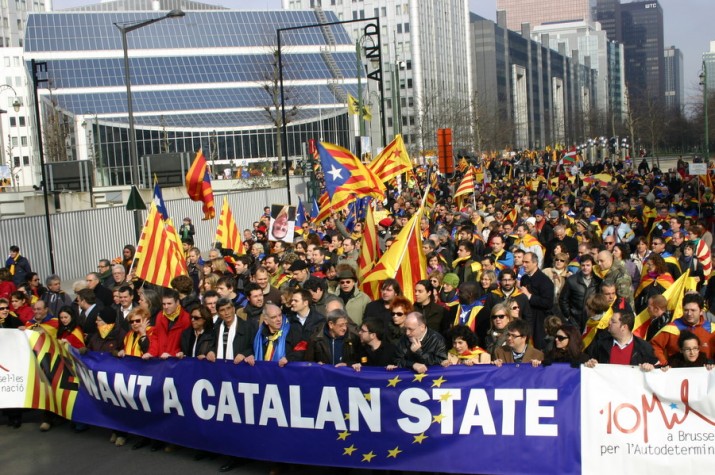 Manifestació de catalans a Brussel·les l'any 2009 reclamant la creació d'un nou estat 