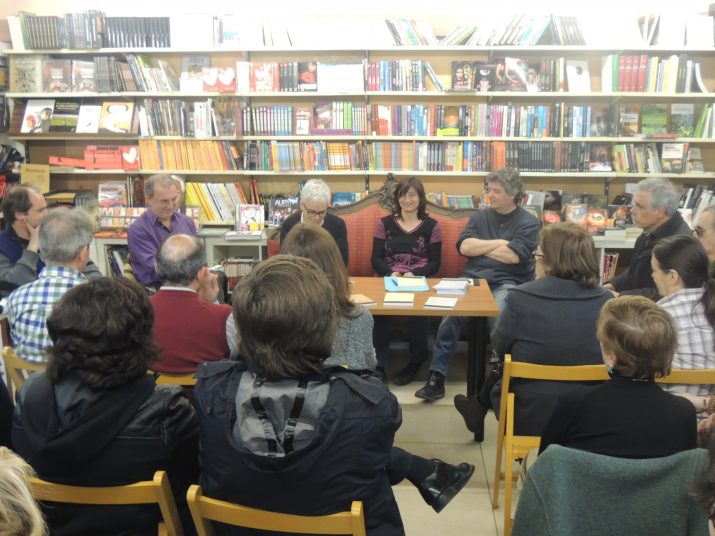 D'esquerra a dreta: Magí Sunyer, Joan Cavallé, Lurdes Malgrat i el poeta i editor Albert Mestres.
