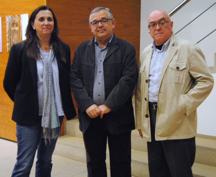 Gispert, Fuentes i Vives, abans de la seva intervenció a la xerrada-col·loqui (fotografia: Anna Plaza).