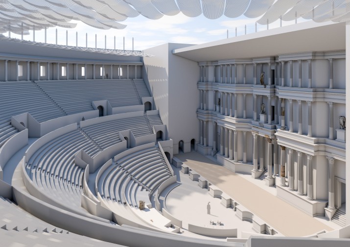 Una de les reconstruccions del teatre de Tàrraco que apareix al fascicle del FET. Autor: FERRAN GRIS