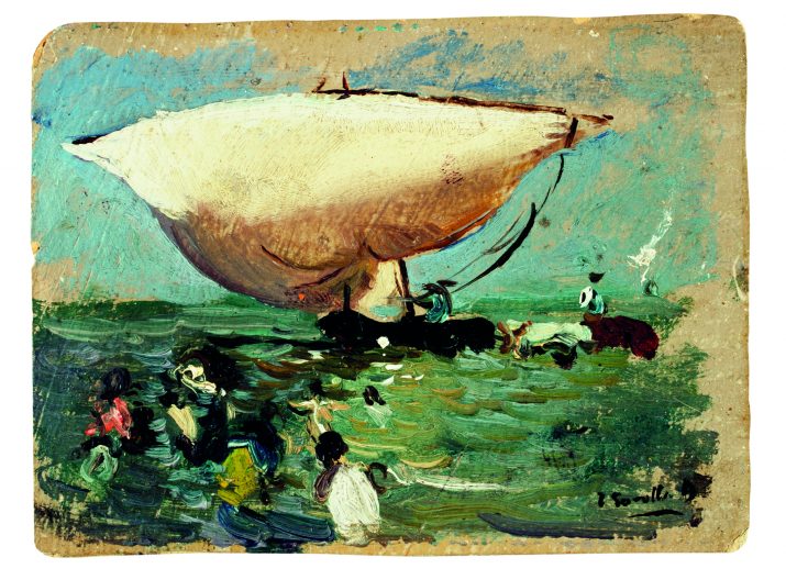 “Entrant la barca”. Oli sobre cartró, 5 x 11,3 cm Museo Sorolla © Museo Sorolla