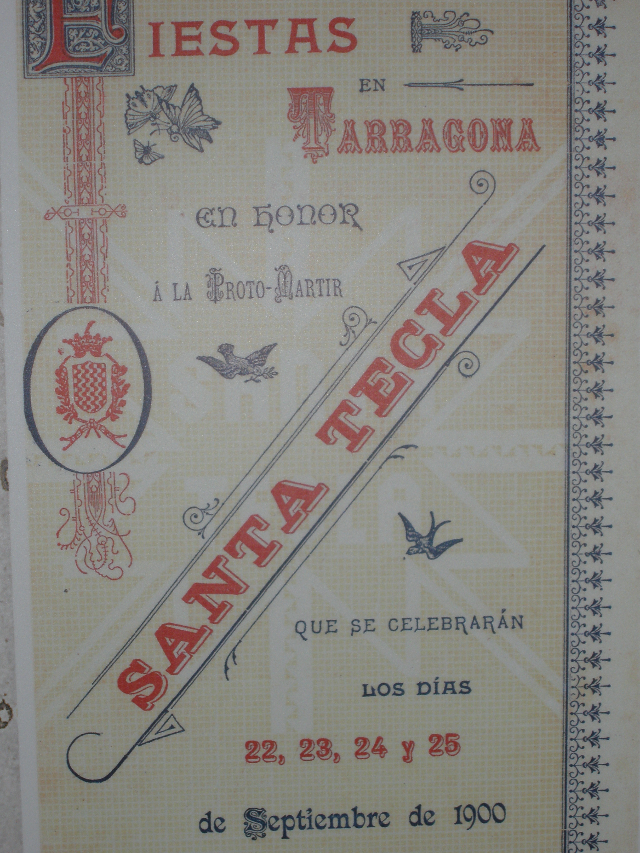 Cartell de les festes de Santa Tecla de l'any 1900. Es pot veure a l'exposició de l'Arxiu de Tarragona