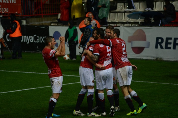 Celebració del gol de David Querol davant del Reus. Era el 2 a 1 favorable al Nàstic. Foto: Nàstic